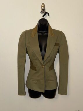 Alexander McQueen Vintage Khaki Structured Blazer with Contrast Panels (2011)